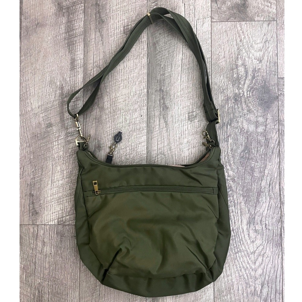 Travelon Anti-Theft Classic Hobo Bag Olive Green RFID Blocking Crossbody Purse - Picture 4 of 10
